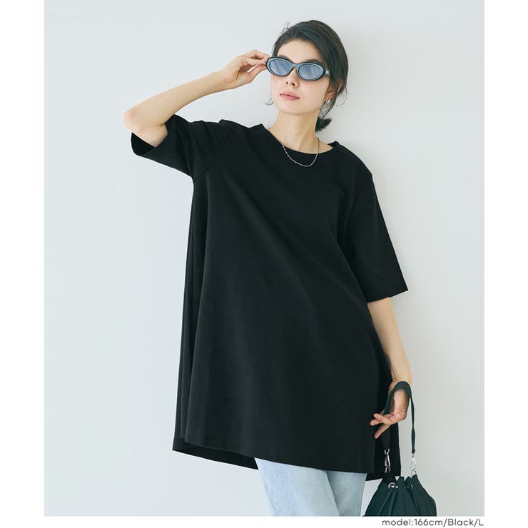 トクコのＡラインチュニック coca tシャツ エンボス加工ノースリーブAラインチュニック