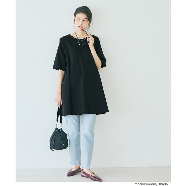 チュニック JOAN アイボリー Aライン サイズ L 大きいサイズ カラーネップ Aライン ニットチュニック