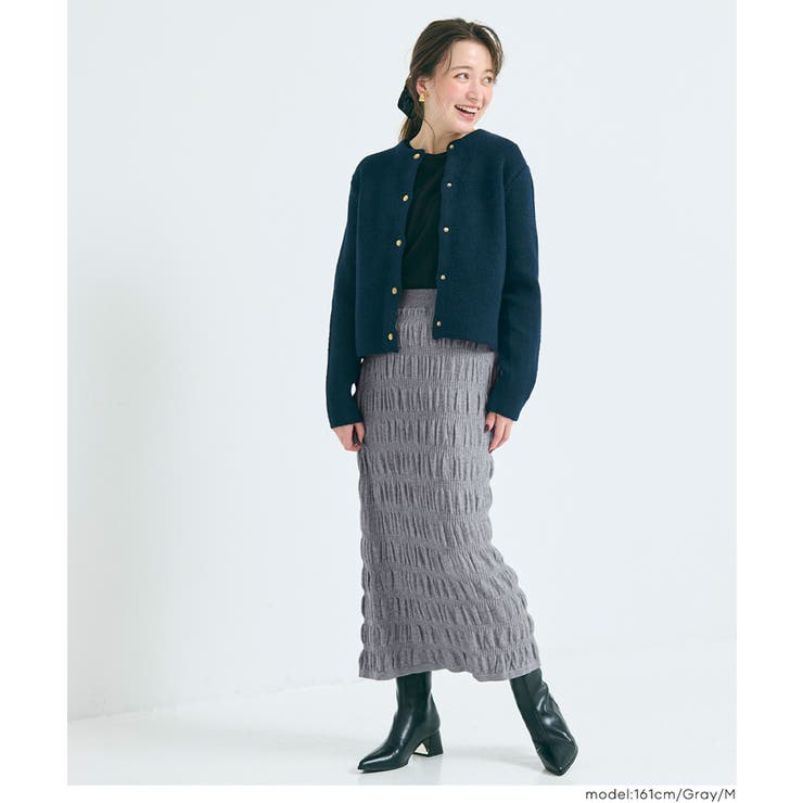 美シルエットを叶える、シャーリングニットスカート | coca | 詳細画像11 