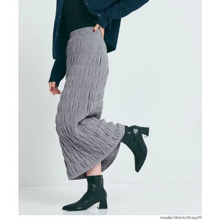 美シルエットを叶える、シャーリングニットスカート | coca | 詳細画像8 