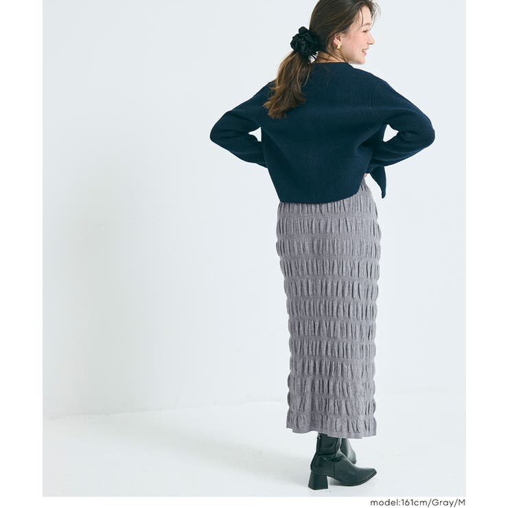 美シルエットを叶える、シャーリングニットスカート | coca | 詳細画像9 
