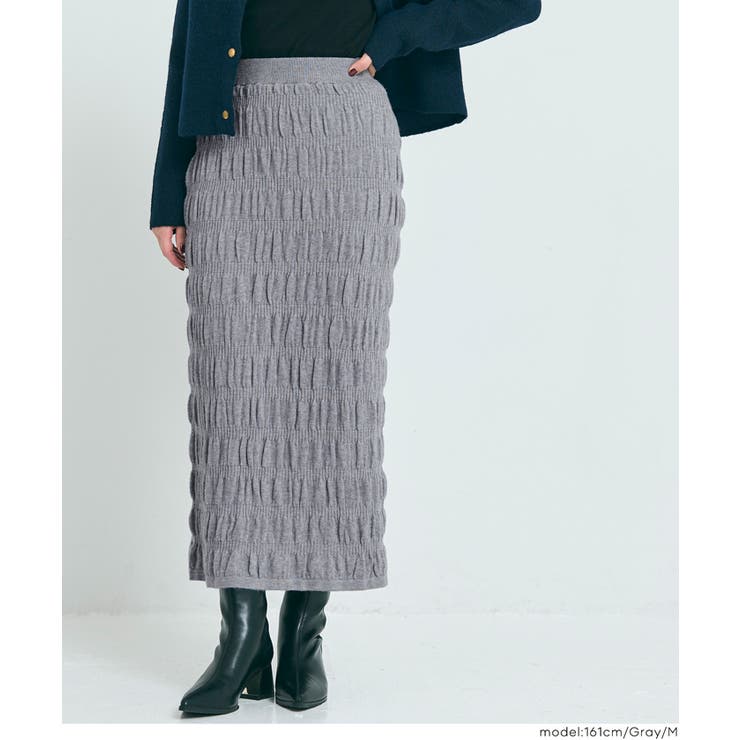 美シルエットを叶える、シャーリングニットスカート | coca | 詳細画像10 