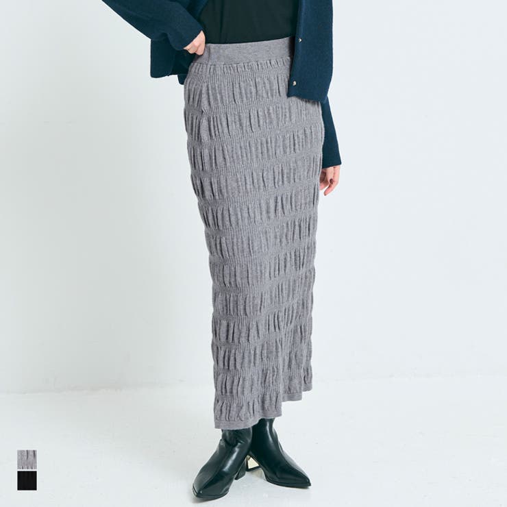 美シルエットを叶える、シャーリングニットスカート | coca | 詳細画像1 