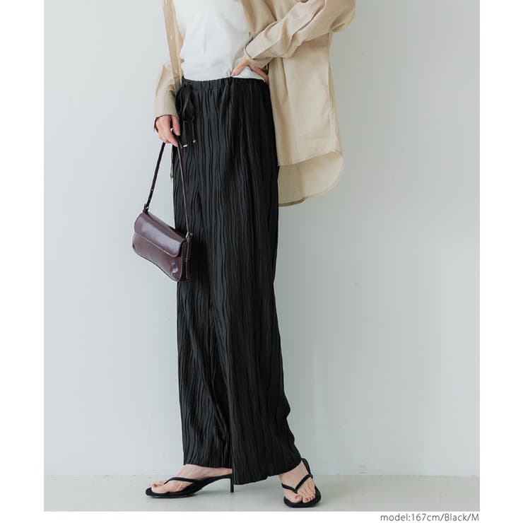 ［Black］ | スリムウェーブパンツ | coca