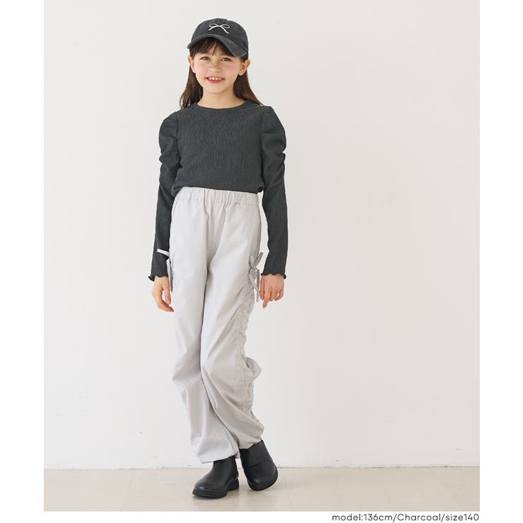 親子お揃いクレープシャーリングパフスリーブトップス キッズ | coca | 詳細画像11 