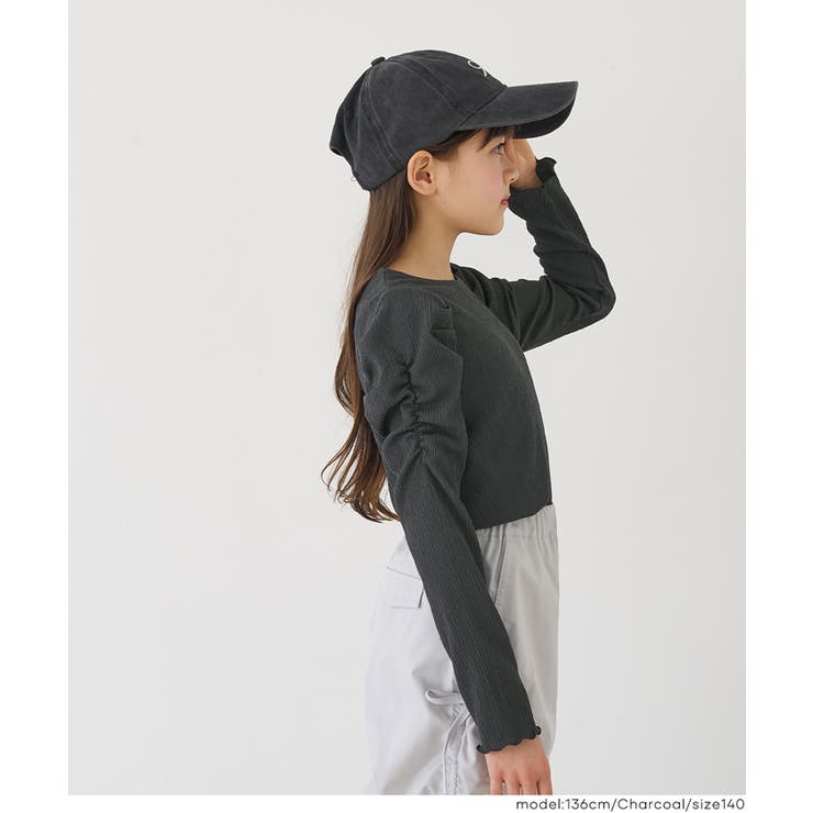 親子お揃いクレープシャーリングパフスリーブトップス キッズ | coca | 詳細画像12 