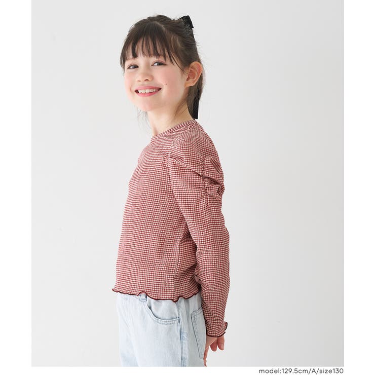 親子お揃いクレープシャーリングパフスリーブトップス キッズ | coca | 詳細画像18 