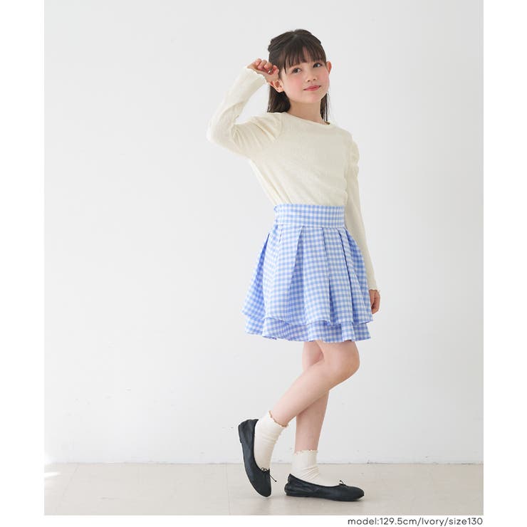 親子お揃いクレープシャーリングパフスリーブトップス キッズ | coca | 詳細画像6 