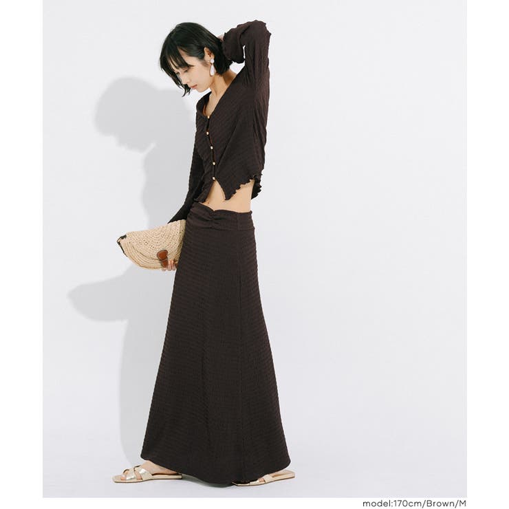 女性らしさを引き立てる、シボシャーリングVネックカーディガン | coca | 詳細画像12 