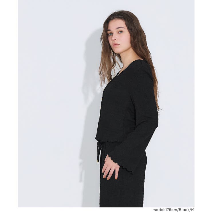 女性らしさを引き立てる、シボシャーリングVネックカーディガン | coca | 詳細画像15 