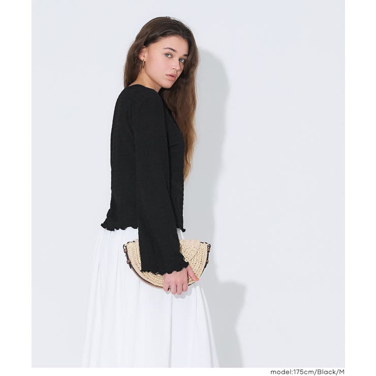 女性らしさを引き立てる、シボシャーリングVネックカーディガン | coca | 詳細画像18 