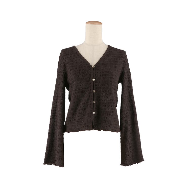 女性らしさを引き立てる、シボシャーリングVネックカーディガン | coca | 詳細画像2 