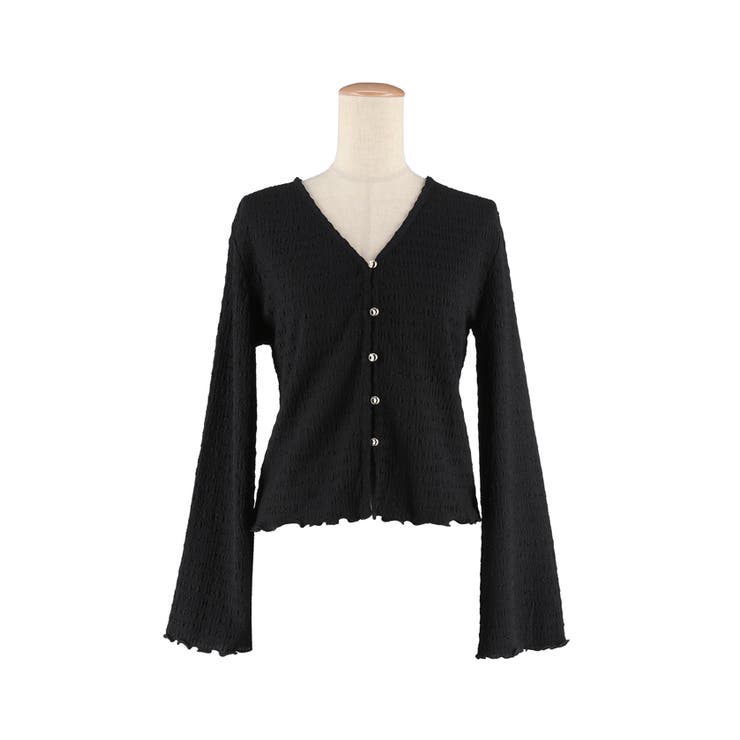 女性らしさを引き立てる、シボシャーリングVネックカーディガン | coca | 詳細画像3 