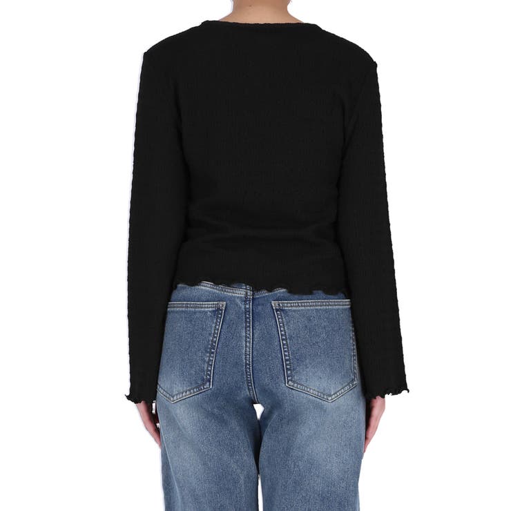 女性らしさを引き立てる、シボシャーリングVネックカーディガン | coca | 詳細画像6 