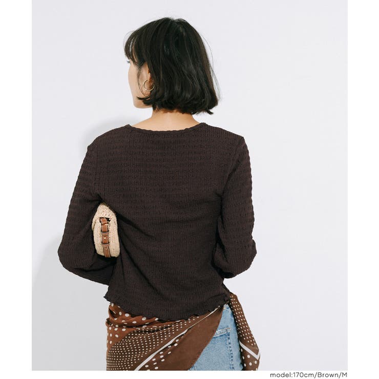 女性らしさを引き立てる、シボシャーリングVネックカーディガン | coca | 詳細画像10 