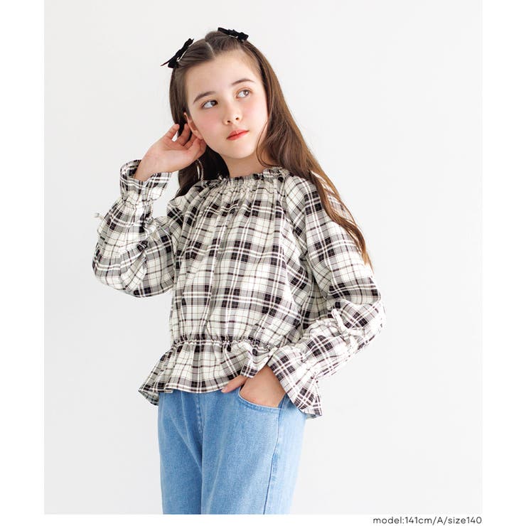 チェックフリルブラウス キッズ | coca | 詳細画像3 