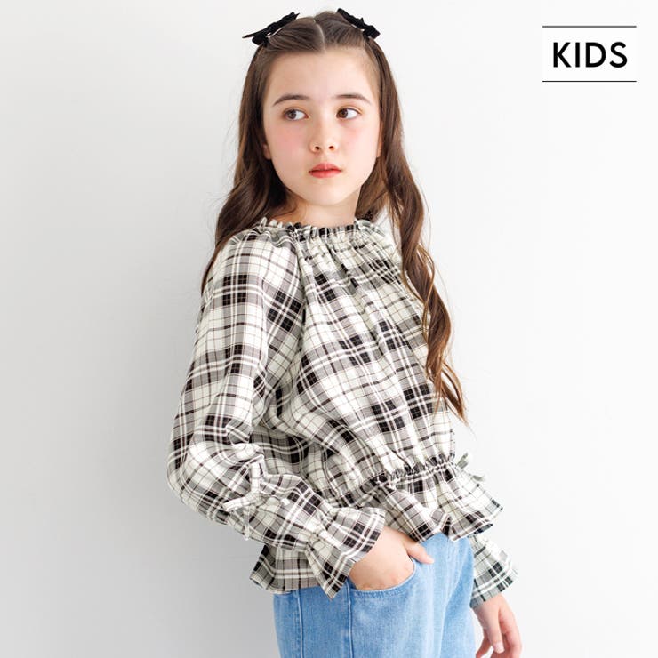 チェックフリルブラウス キッズ | coca | 詳細画像1 