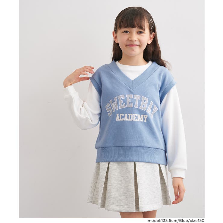 ［Blue］ | ベストレイヤードスウェットトップス | coca