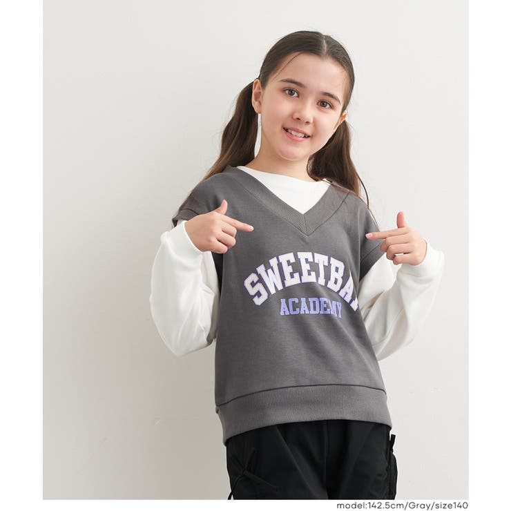 ［Gray］ | ベストレイヤードスウェットトップス | coca