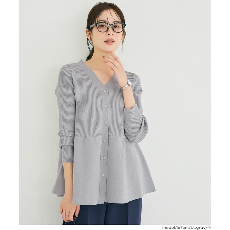 ［Lt.gray］ | ペプラムニットチュニックカーディガン | coca