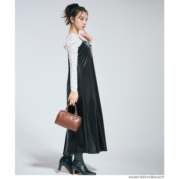 華やかさと抜け感を両立するベロアキャミワンピース | coca | 詳細画像8 