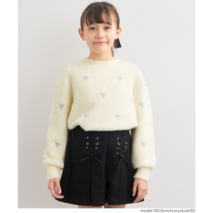 ［Ivory］ | ラメハートニットプルオーバー | coca