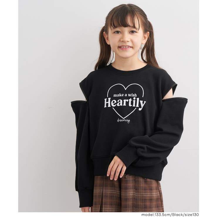 ［Black］ | ジップ肩あきスウェットトップス | coca