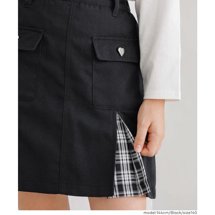 ［Black］ | 裾チェックスカート | coca