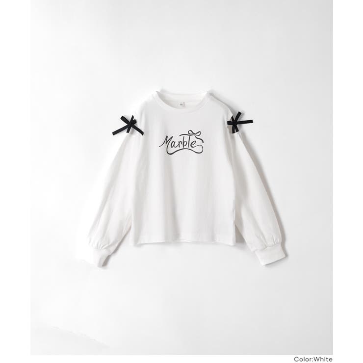 肩あきリボン長袖Tシャツ キッズ | coca | 詳細画像14 