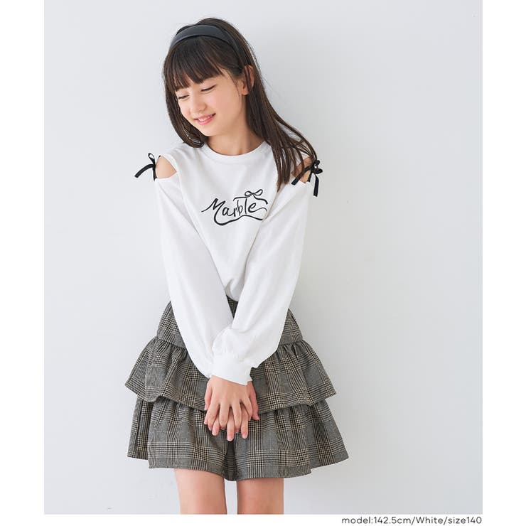 肩あきリボン長袖Tシャツ キッズ | coca | 詳細画像4 