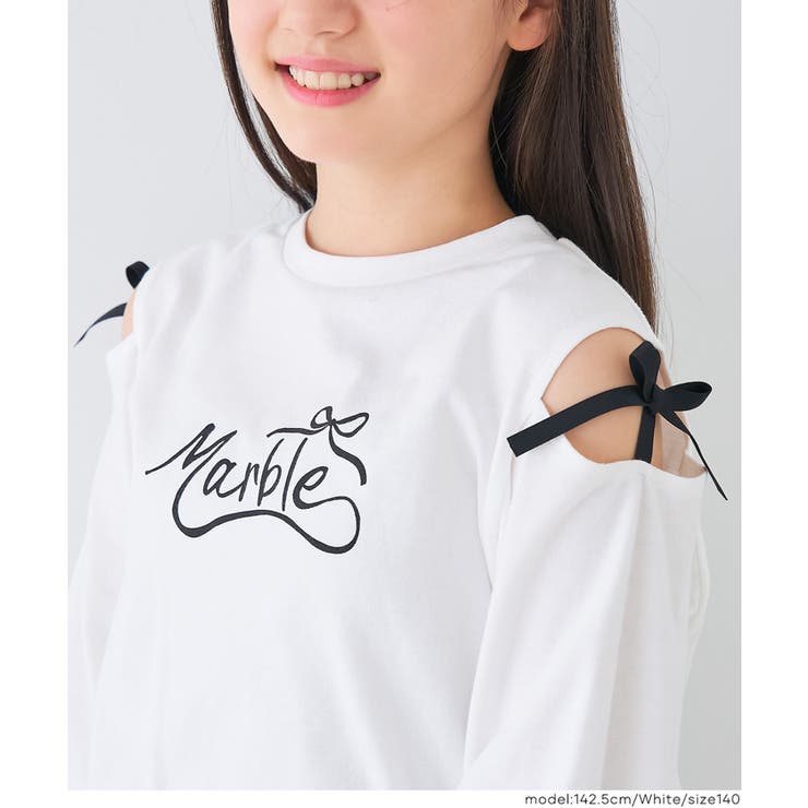 肩あきリボン長袖Tシャツ キッズ | coca | 詳細画像5 