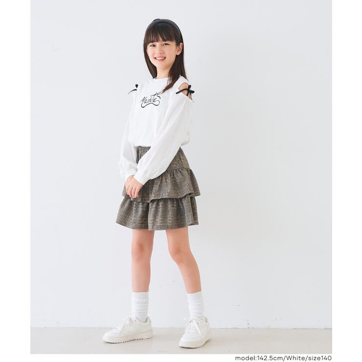 肩あきリボン長袖Tシャツ キッズ | coca | 詳細画像7 