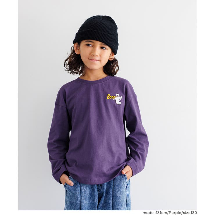 [Purple] | ゴースト刺繍長袖Tシャツ キッズ | coca