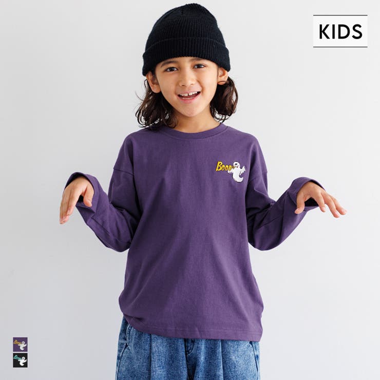 ゴースト刺繍長袖Tシャツ キッズ | coca | 詳細画像1 