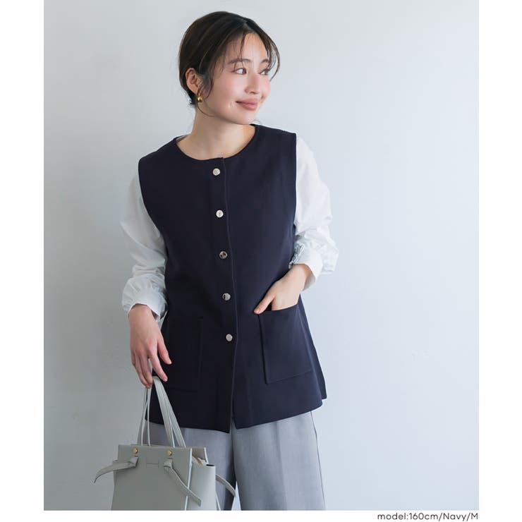 金ボタンニットベスト | coca | 詳細画像12 