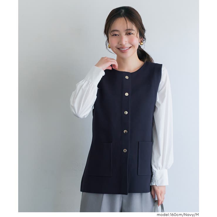 [Navy] | 金ボタンニットベスト | coca