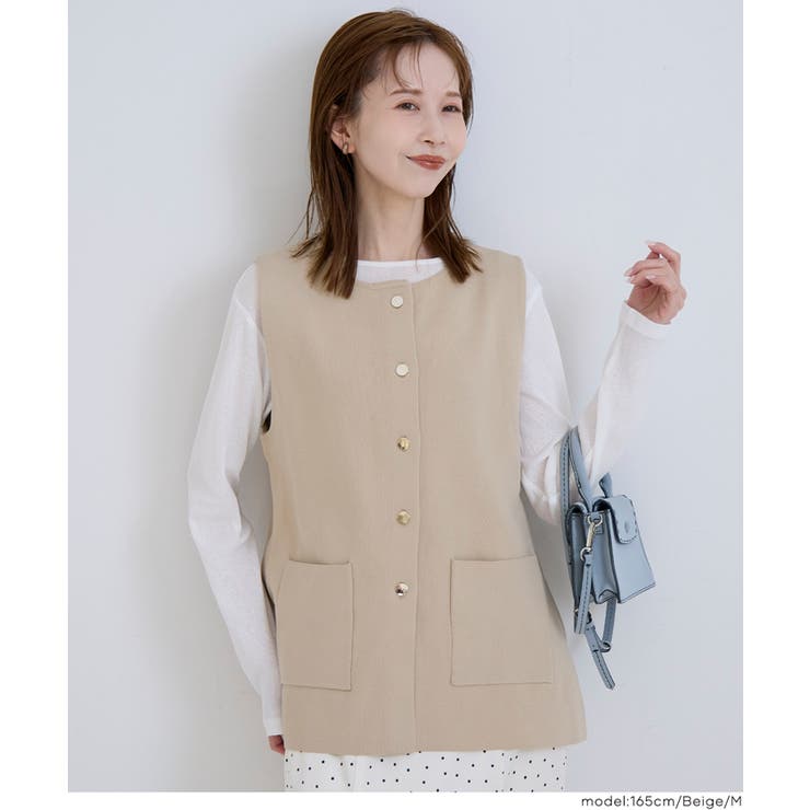 [Beige] | 金ボタンニットベスト | coca