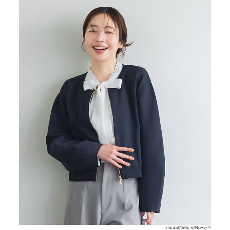 [Navy] | ニットブルゾン | coca