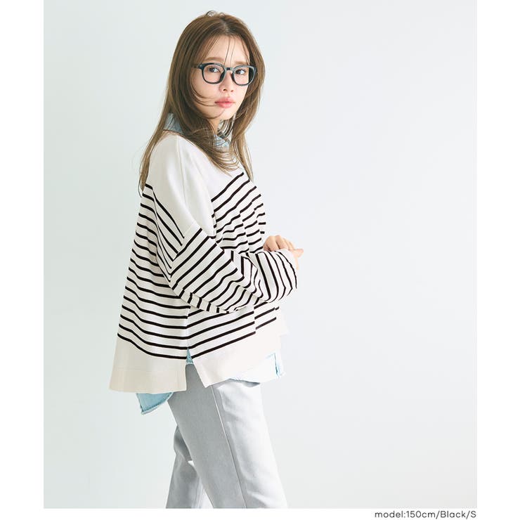 シャリ感のある素材で軽やかに着られる、シャリ感ボーダーニットトップス | coca | 詳細画像11 