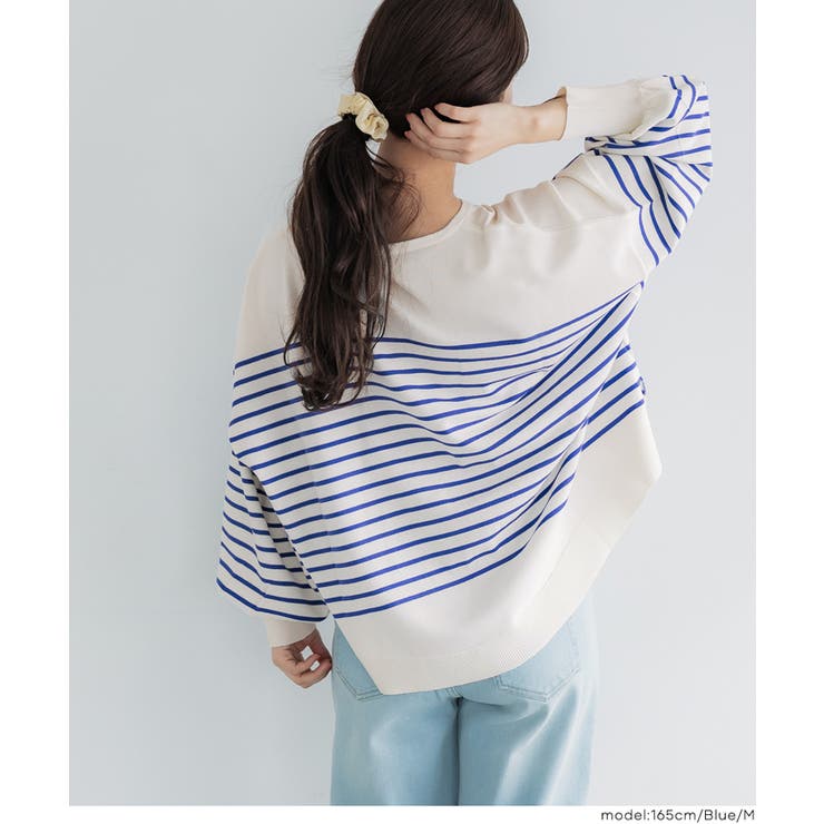 シャリ感のある素材で軽やかに着られる、シャリ感ボーダーニットトップス | coca | 詳細画像14 