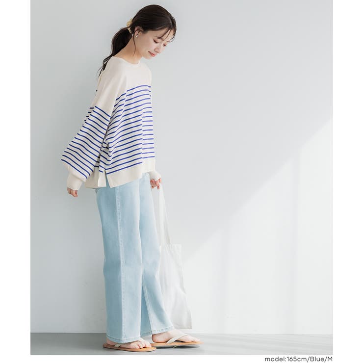 シャリ感のある素材で軽やかに着られる、シャリ感ボーダーニットトップス | coca | 詳細画像15 