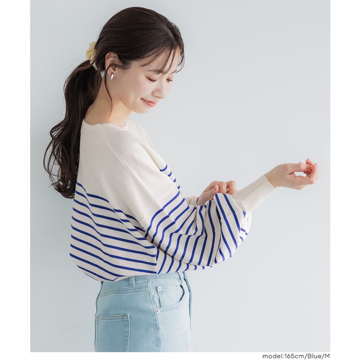 シャリ感のある素材で軽やかに着られる、シャリ感ボーダーニットトップス | coca | 詳細画像17 