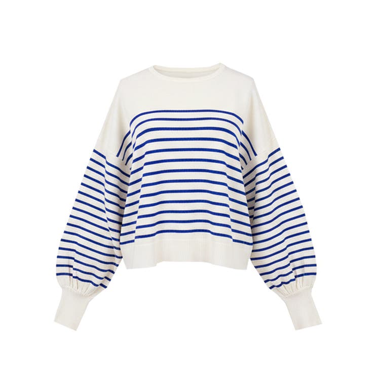 シャリ感のある素材で軽やかに着られる、シャリ感ボーダーニットトップス | coca | 詳細画像2 