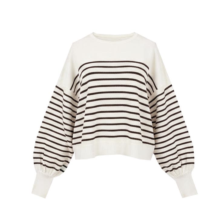 シャリ感のある素材で軽やかに着られる、シャリ感ボーダーニットトップス | coca | 詳細画像3 