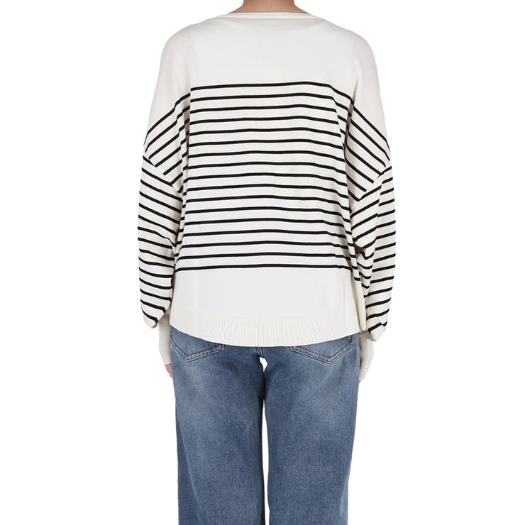 シャリ感のある素材で軽やかに着られる、シャリ感ボーダーニットトップス | coca | 詳細画像6 