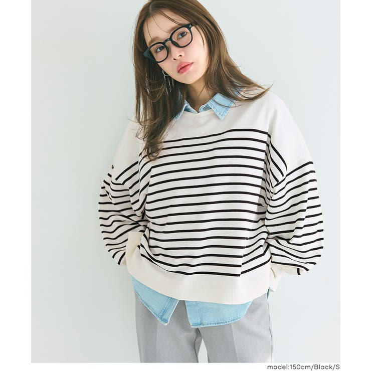 シャリ感のある素材で軽やかに着られる、シャリ感ボーダーニットトップス | coca | 詳細画像10 