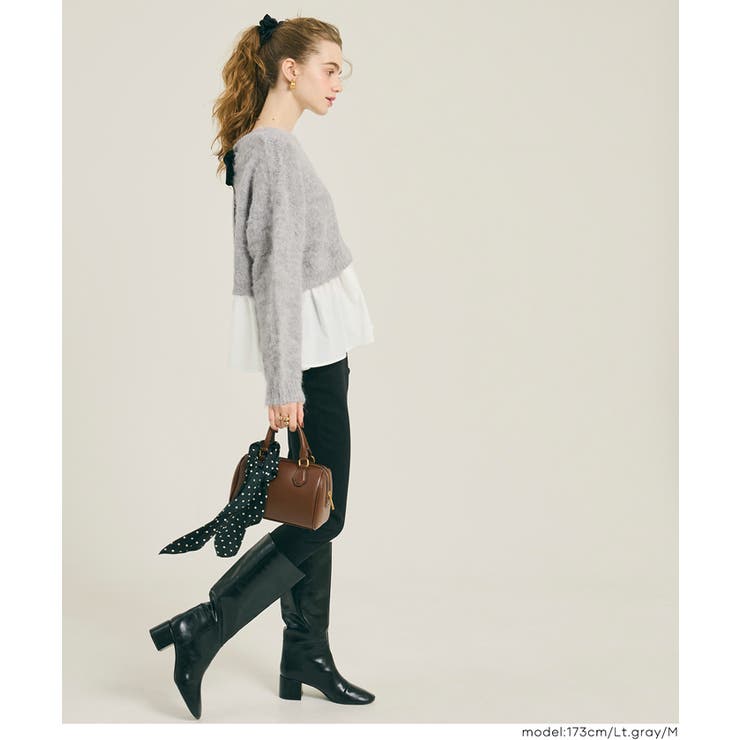 バックリボン異素材ドッキングニットトップス | coca | 詳細画像11 