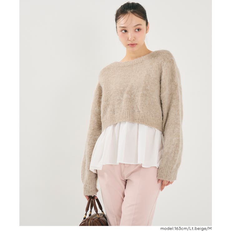 バックリボン異素材ドッキングニットトップス | coca | 詳細画像13 