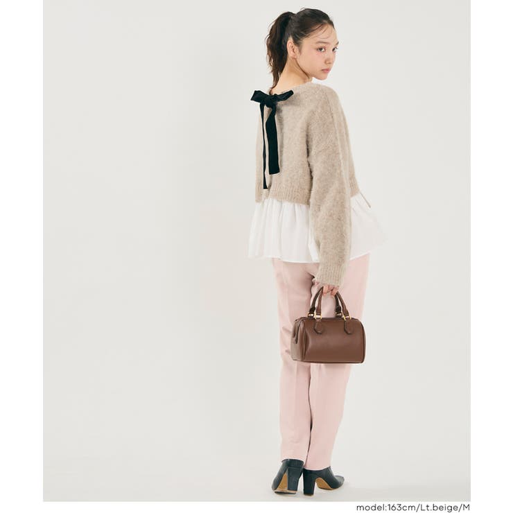 バックリボン異素材ドッキングニットトップス | coca | 詳細画像14 