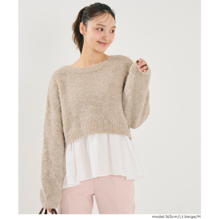 バックリボン異素材ドッキングニットトップス | coca | 詳細画像15 